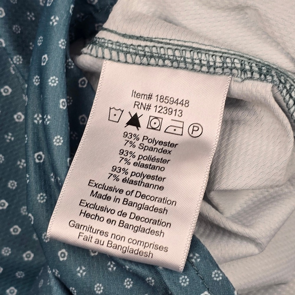 JACHS New York Shirt Mens XXL Teal Blue Short Sleeve Geometric Print Stretch - Picture 8 of 9